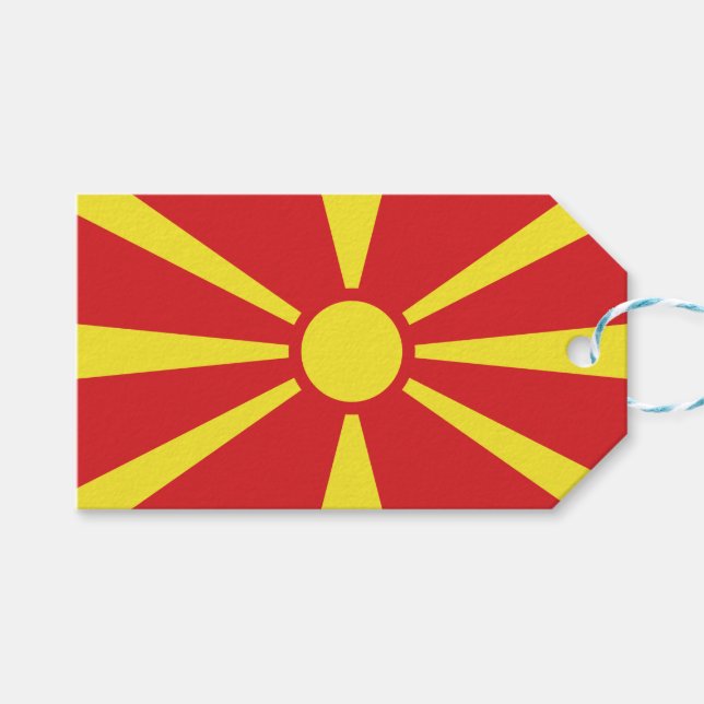 Etiqueta Para Presente Bandeira da Macedônia do Norte (Frente (horizontal))