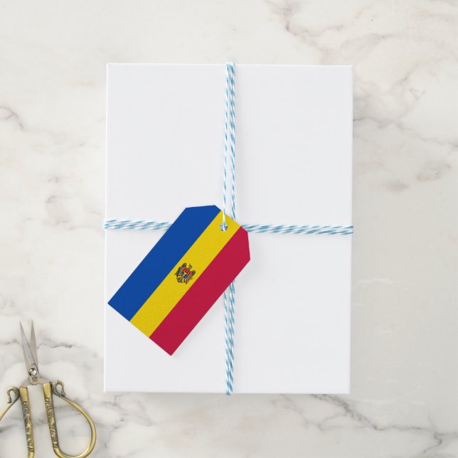 Etiqueta Para Presente Bandeira da Moldávia (Com cordão)