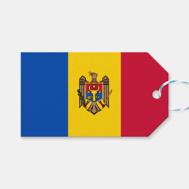 Etiqueta Para Presente Bandeira da Moldávia (Frente (horizontal))