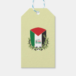 Etiqueta Para Presente Bandeira da Palestina e Ramos Olivais