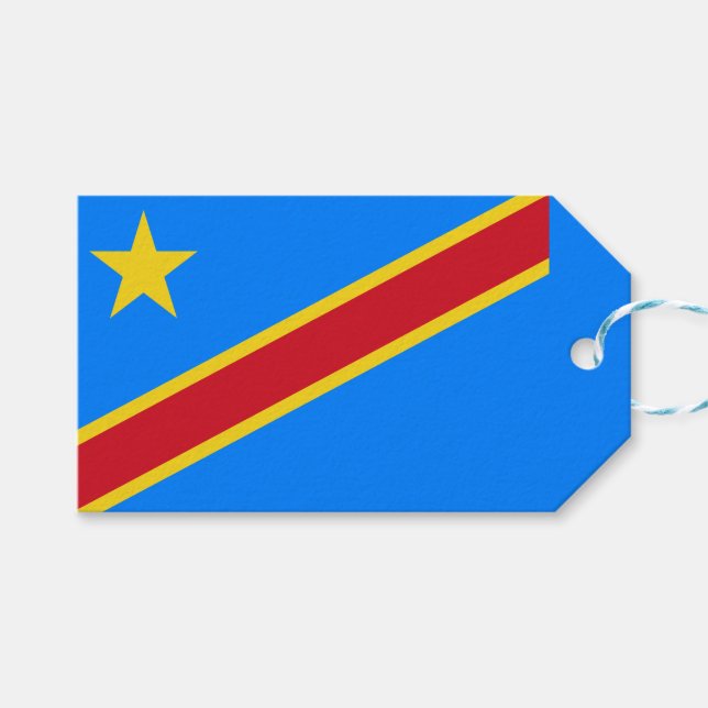 Etiqueta Para Presente Bandeira da RDC (República Democrática do Congo) (Frente (horizontal))