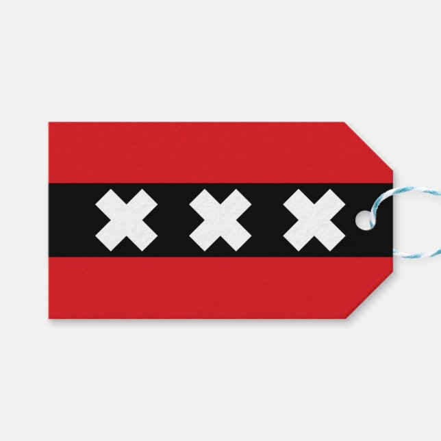 Etiqueta Para Presente Bandeira de Amesterdã (Frente (horizontal))
