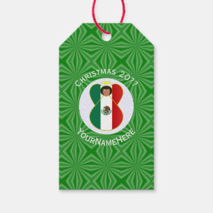 Etiqueta Para Presente Bandeira de Natal Anjo Mexicano Personalizada