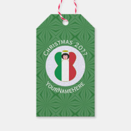 Etiqueta Para Presente Bandeira de Natal do Anjo Italiano Personalizada