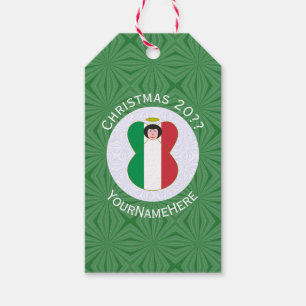 Etiqueta Para Presente Bandeira de Natal do Anjo Italiano Personalizada 