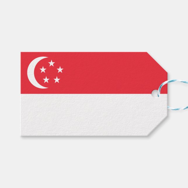 Etiqueta Para Presente Bandeira de Singapura (Frente (horizontal))