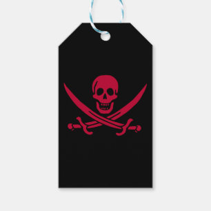 Etiqueta Para Presente Bandeira do Crânio e Espadas Pirata do Calico Jack