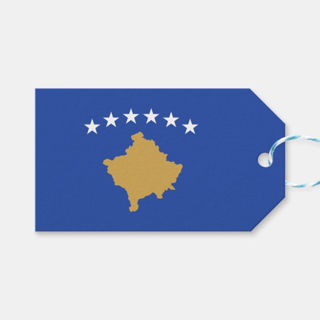 Etiqueta Para Presente Bandeira do Kosovo (Frente (horizontal))