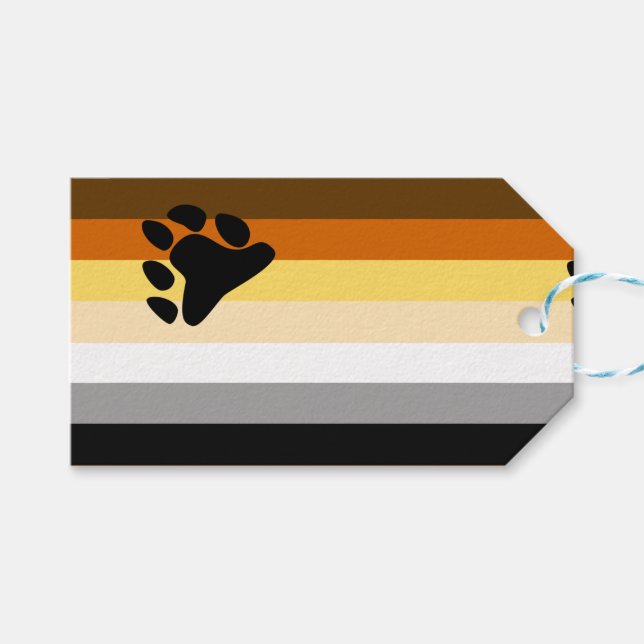 Etiqueta Para Presente Bandeira do Orgulho Urso (Frente (horizontal))
