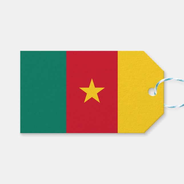 Etiqueta Para Presente Bandeira dos Camarões (Frente (horizontal))