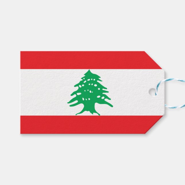 Etiqueta Para Presente Bandeira Libanesa (Bandeira do Líbano) (Frente (horizontal))