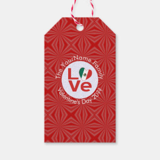 Etiqueta Para Presente Bandeira Mexicana Vermelho AMOR