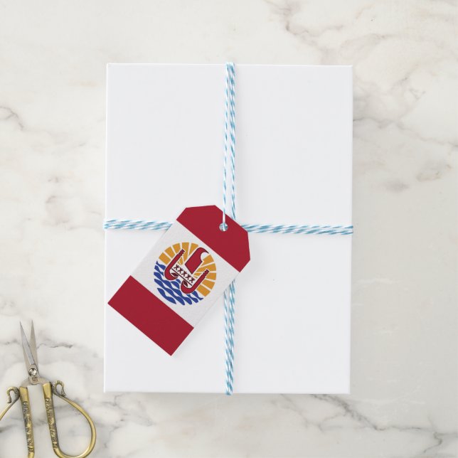 Etiqueta Para Presente bandeira Polinésia Francesa (Com cordão)