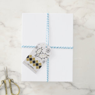 Etiqueta Para Presente Banho de Natal, preto e dourado