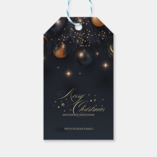 Etiqueta Para Presente Banhos de Natal em Árvore de Pinheiro Preto