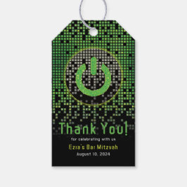 Etiqueta Para Presente Bar de Jogador de Vídeo Negro Verde Mitzvah