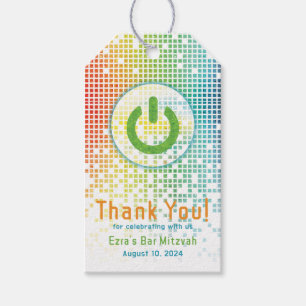 Etiqueta Para Presente Bar de Jogos do Rainbow Pixel Mitzvah