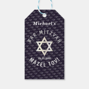Etiqueta Para Presente Bar feliz Mitzvah 20XX marinho padrão azul na moda