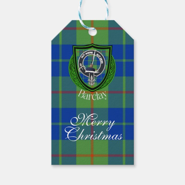 Etiqueta Para Presente Barclay Scottish Clan Tartan & Crest (Frente)
