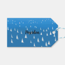 Etiqueta Para Presente Barcos à vela no mar azul profundo - Barcos à vela