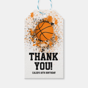 Etiqueta Para Presente Basquete Grunge Pintura Salpico Laranja Preto Lega