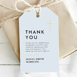 Etiqueta Para Presente Batismo Cruz de Ouro Minimalista Moderna