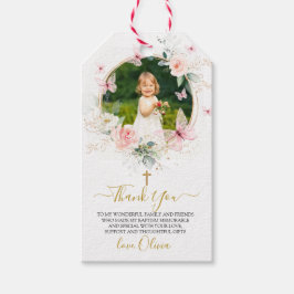 Etiqueta Para Presente Batismo da Borboleta Floral Rosa