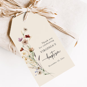 Etiqueta Para Presente Batismo de Flores Silvestres