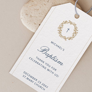 Etiqueta Para Presente Batismo do bebê Marinho minimalista