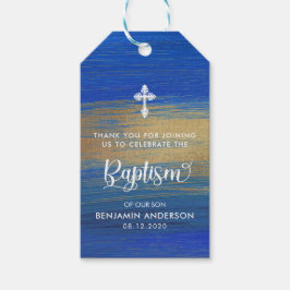 Etiqueta Para Presente Batismo Elegante De Menino Azul E Dourado Obrigado