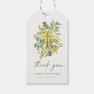 Etiqueta Para Presente batismo floral do jardim elegante Obrigado