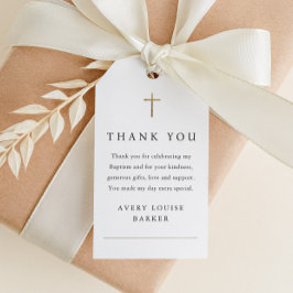 Etiqueta Para Presente Batismo Fotográfico Dourado Simples Obrigado