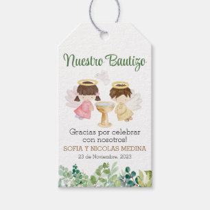 Etiqueta Para Presente Batismo, Obrigado. Gift Tags Espanhol Boy