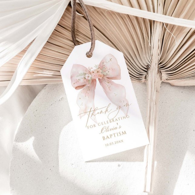 Etiqueta Para Presente Batismo Rosa Arco Obrigado (Criador carregado)