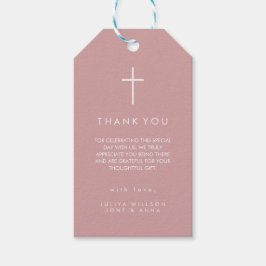 Etiqueta Para Presente Batismo rosa poeirento moderno