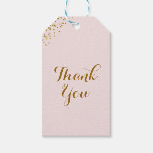 Etiqueta Para Presente Batizado Rosa e Cantos de Confete Dourado Favor Gl