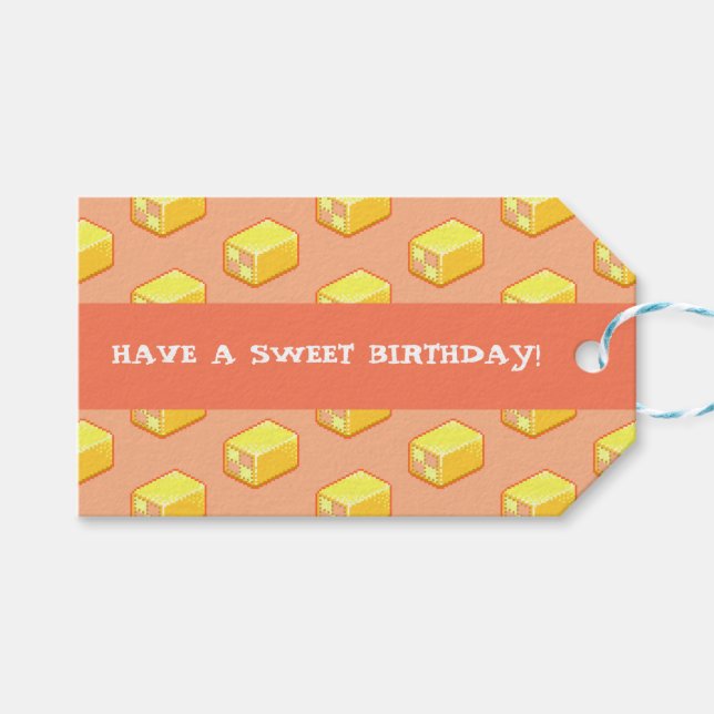 Etiqueta Para Presente Battenberg Have A Sweet Birthday! Cake Pattern (Frente (horizontal))