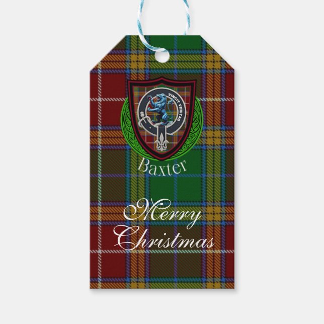 Etiqueta Para Presente Baxter Scottish Clan Tartan & Crest (Frente)