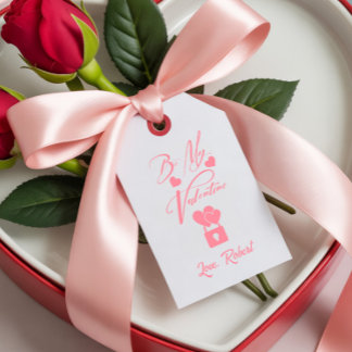 Etiqueta Para Presente Be My Valentines Pink White Typography