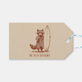 Etiqueta Para Presente Beach Bandit Raccoon Surfer – Funny Vintage