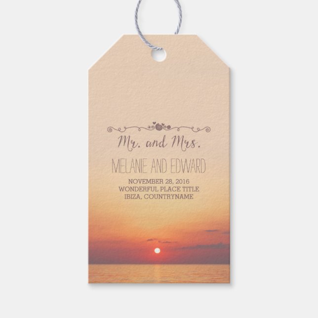 Etiqueta Para Presente Beach Sunset Wedding (Frente)