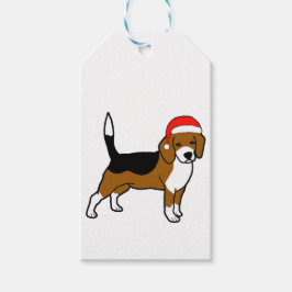 Etiqueta Para Presente Beagle com chapéu de Papai Noel