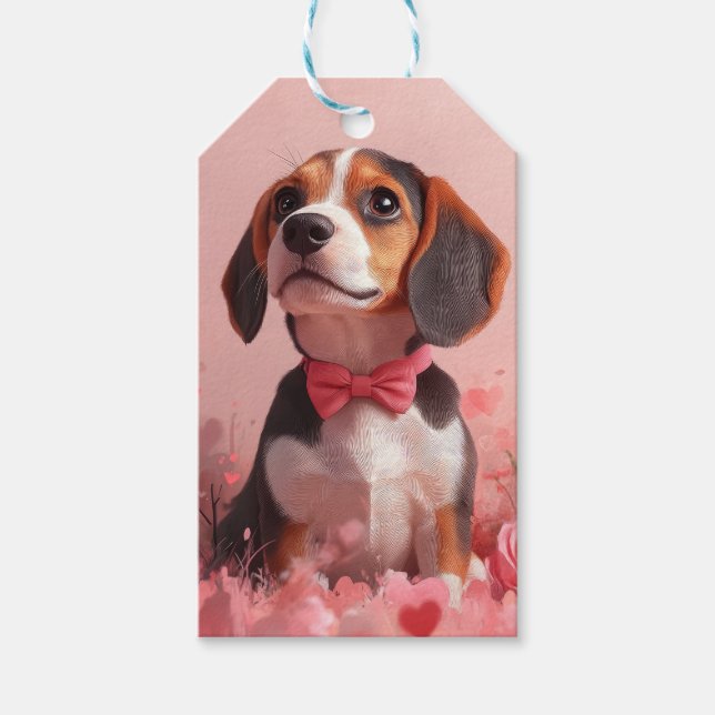 Etiqueta Para Presente Beagle com Rosas - Dia dos Namorados (Frente)