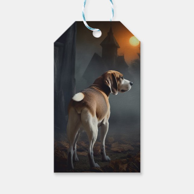 Etiqueta Para Presente Beagle Halloween Scary (Frente)