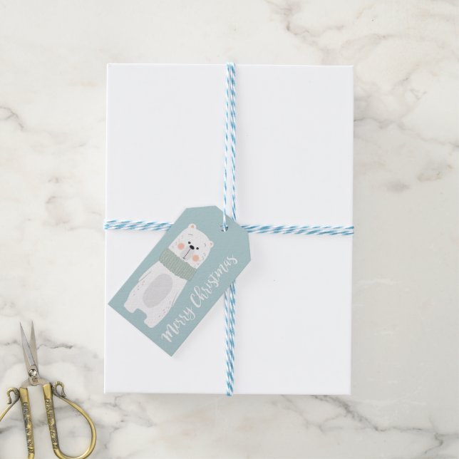 Etiqueta Para Presente Bear Natal (Com cordão)
