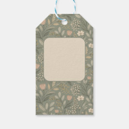 Etiqueta Para Presente Beautiful Flowers on Sage Green Earthy Colors