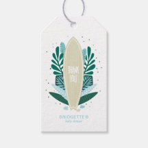 Bebê aquático tropical com etiqueta de presente de