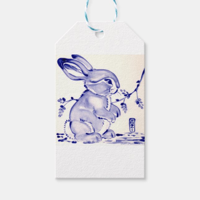Etiqueta Para Presente Bebê Blue Bunny Rabbit Dift Wrap (Frente)