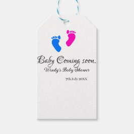 Etiqueta Para Presente Bebê chegando em breve chá de fraldas de pés cor-d