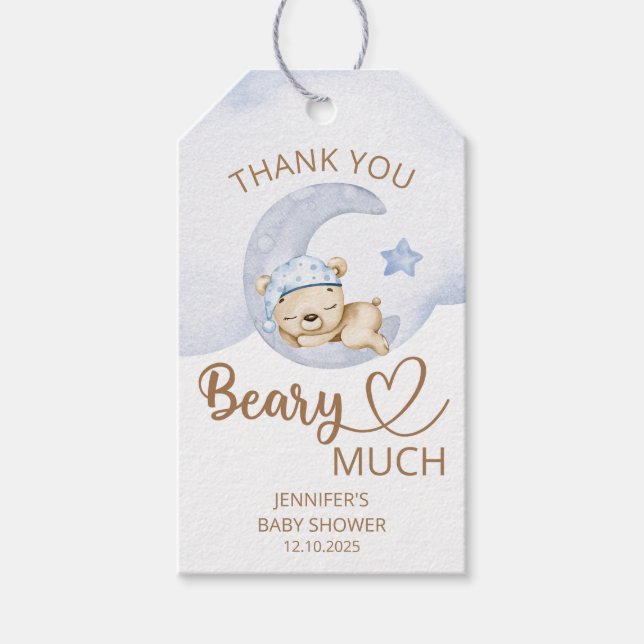Etiqueta Para Presente Bebê do urso Teddy Muito obrigado. (Frente)